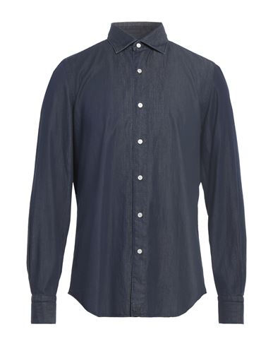 Shop Finamore 1925 Man Denim Shirt Blue Size 17 ½ Cotton
