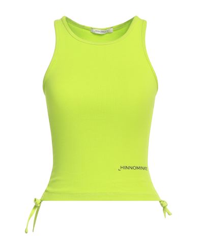 Hinnominate Woman Tank Top Lime Green Size M Cotton, Elastane In Green