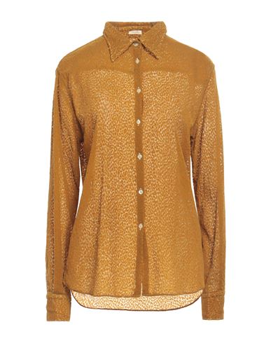 Massimo Alba Woman Shirt Mustard Size Xl Polyamide, Silk In Brown