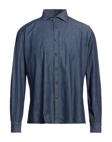 Brancaccio Man Denim Shirt Blue Size 17 ½ Cotton