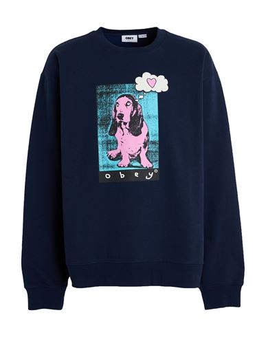 Obey Man Sweatshirt Navy Blue Size S Cotton, Polyester