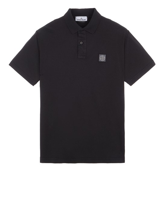 Stone Island Logo-patch Cotton Polo Shirt In Black
