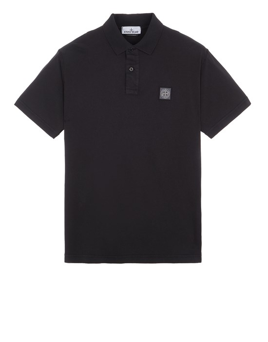 Shop Stone Island Polo Noir Coton In Black