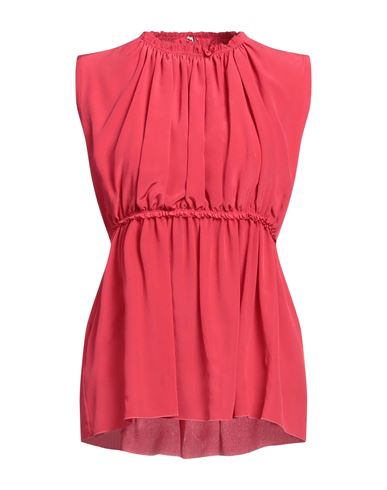 Lanvin Woman Top Coral Size 8 Silk In Red