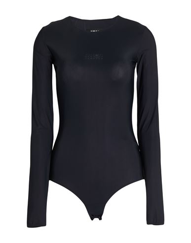 Mm6 Maison Margiela Woman Bodysuit Midnight Blue Size L Polyamide, Elastane In Black