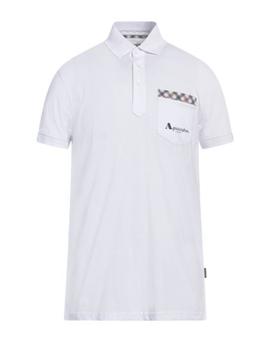 Shop Aquascutum Man Polo Shirt White Size M Cotton