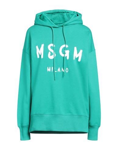 Shop Msgm Woman Sweatshirt Green Size M Cotton