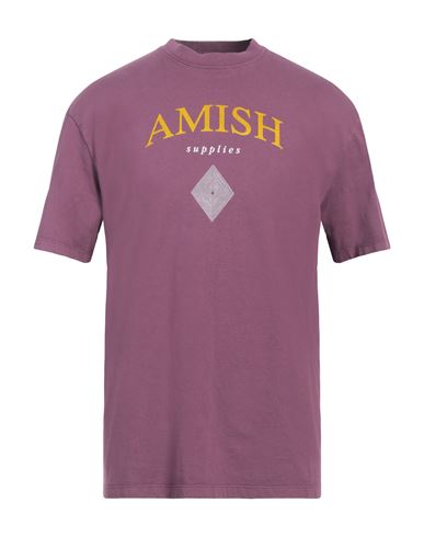 Shop Amish Man T-shirt Mauve Size L Cotton In Purple