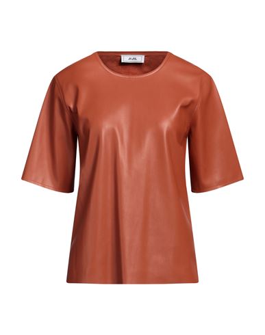 Jijil Woman Top Brown Size 4 Polyester, Polyurethane Coated In Orange