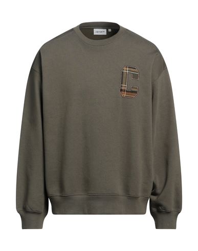 Carhartt Man Sweatshirt Military Green Size Xl Cotton, Elastane, Polyester In Brown