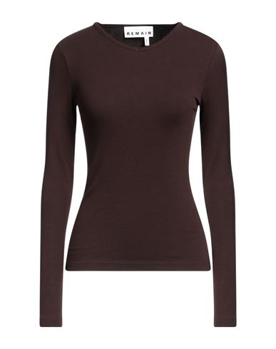 Remain Birger Christensen Woman T-shirt Cocoa Size 2 Cotton, Elastane In Brown