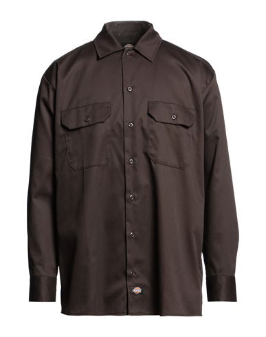 Dickies Man Shirt Dark Brown Size Xl Polyester, Cotton