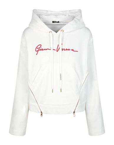 Versace Logo Pullover Hoodie Woman Sweatshirt White Size 2 Cotton