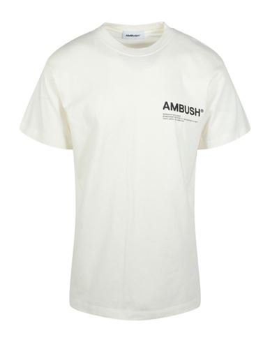 Ambush Workshop Logo T-shirt Man T-shirt Ivory Size Xl Cotton In White