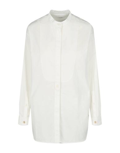 Burberry 'tb' Cotton Long Sleeve Shirt Woman Shirt White Size 10 Cotton In Neutral