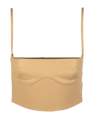 Shop Off-white Leather Bustier Woman Top Beige Size 8 Leather