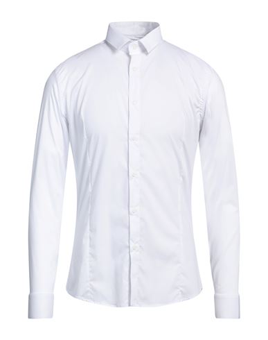 Grey Daniele Alessandrini Man Shirt White Size 17 Cotton, Polyamide, Elastane