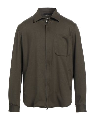 Daniele Alessandrini Man Shirt Military Green Size Xl Polyester, Viscose, Elastane In Green