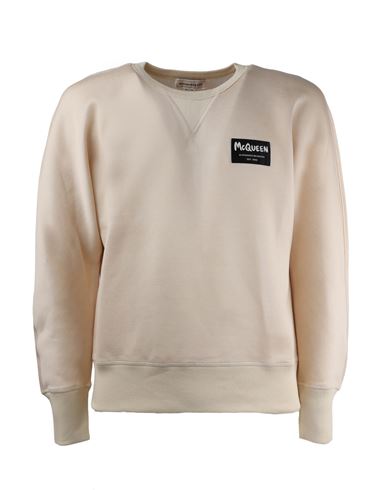 Shop Alexander Mcqueen Sweatshirt Man Sweatshirt Beige Size Xs Cotton