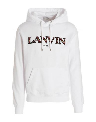 Shop Lanvin White Hooded Sweatshirt Man Sweatshirt White Size L Cotton