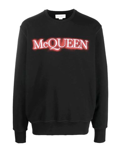 Shop Alexander Mcqueen Logo Sweatshirt Man Sweatshirt Black Size Xl Cotton