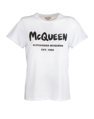 Alexander Mcqueen White T-shirt Woman T-shirt White Size 4 Cotton In Red