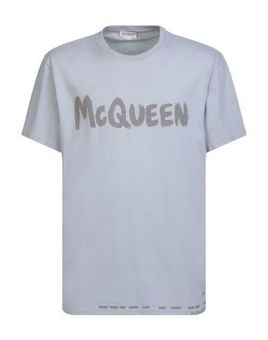 Shop Alexander Mcqueen Graffiti T-shirt Man T-shirt Grey Size Xl Cotton