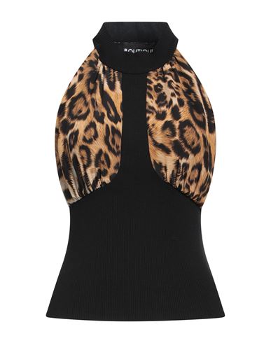Shop Boutique Moschino Woman Top Black Size 6 Silk, Virgin Wool, Polyamide, Elastane