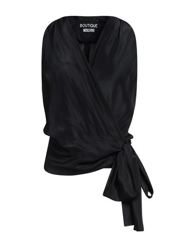 Boutique Moschino Woman Top Black Size 4 Acrylic, Silk In Black