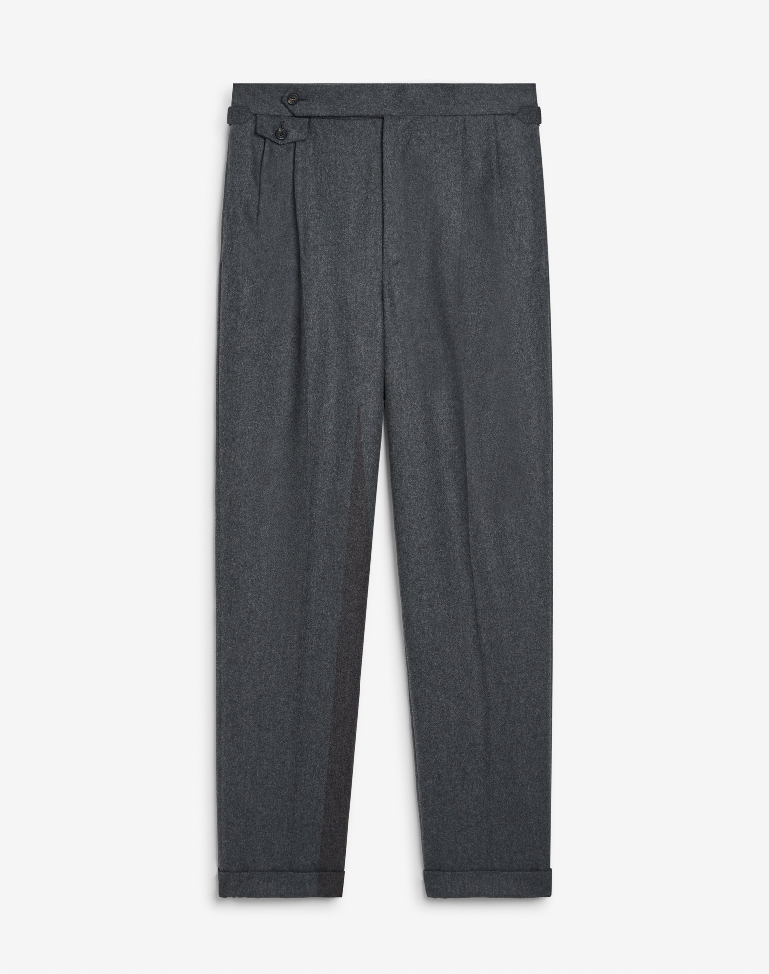 Shop Dunhill Melange Wool Cashmere Flannel Double Pleated Trousers In Grey