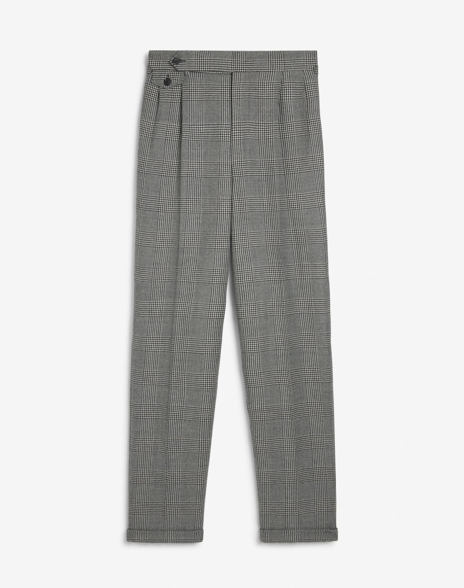 Shop Dunhill Wool Cashmere Glen Check Double Pleated Trousers In Black