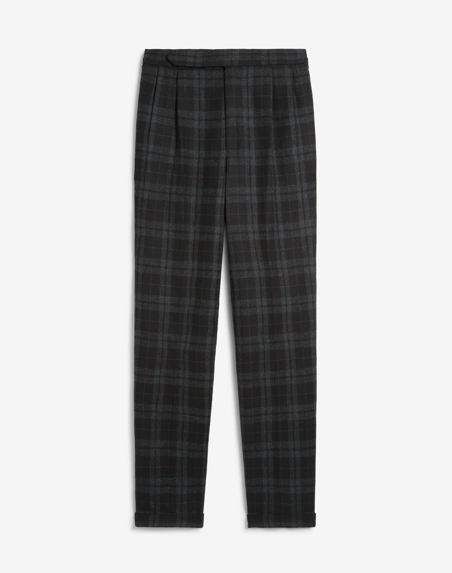 Shop Dunhill Wool Cashmere Check Double Pleated Evening Trousers In Grey