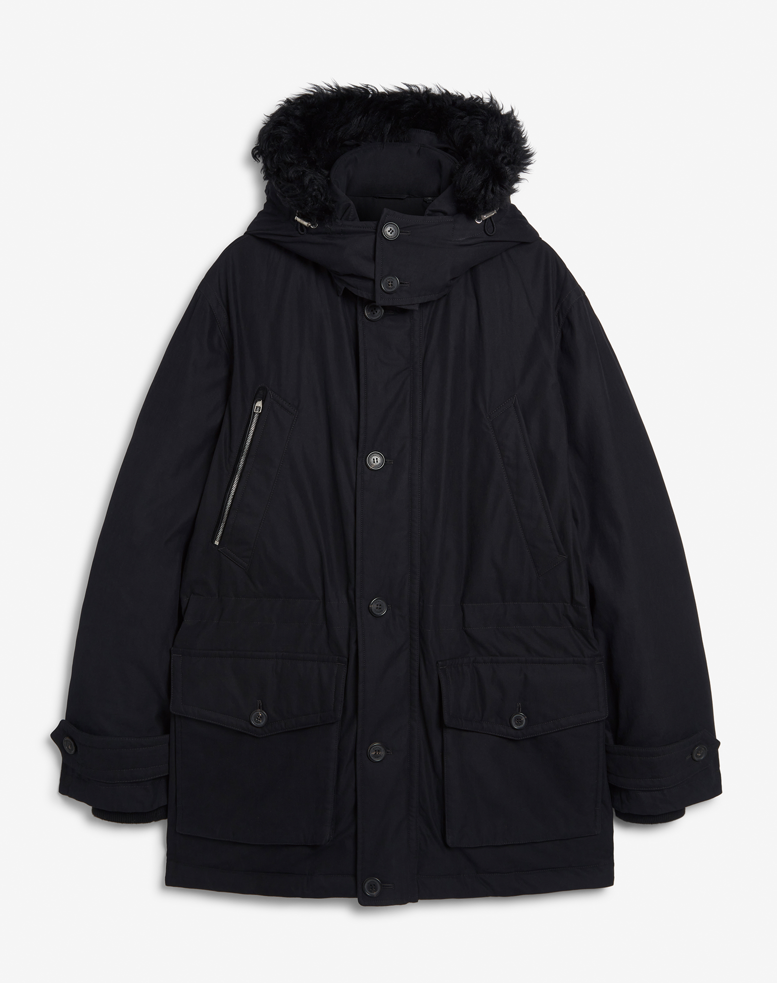 Dunhill Technical Cotton Down Parka In Black