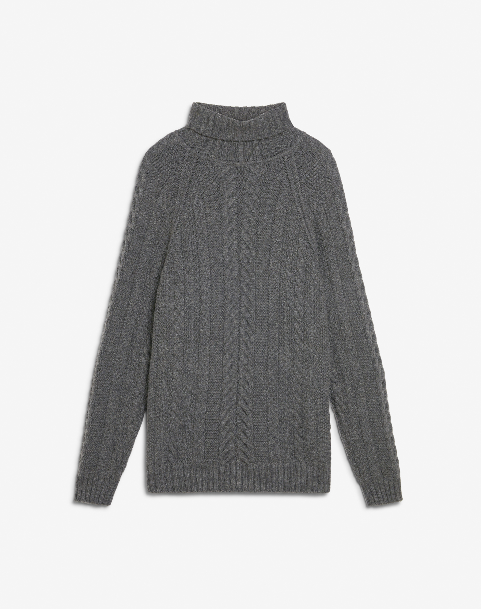 Shop Dunhill Melange Cashmere Cable Roll Neck In Grey