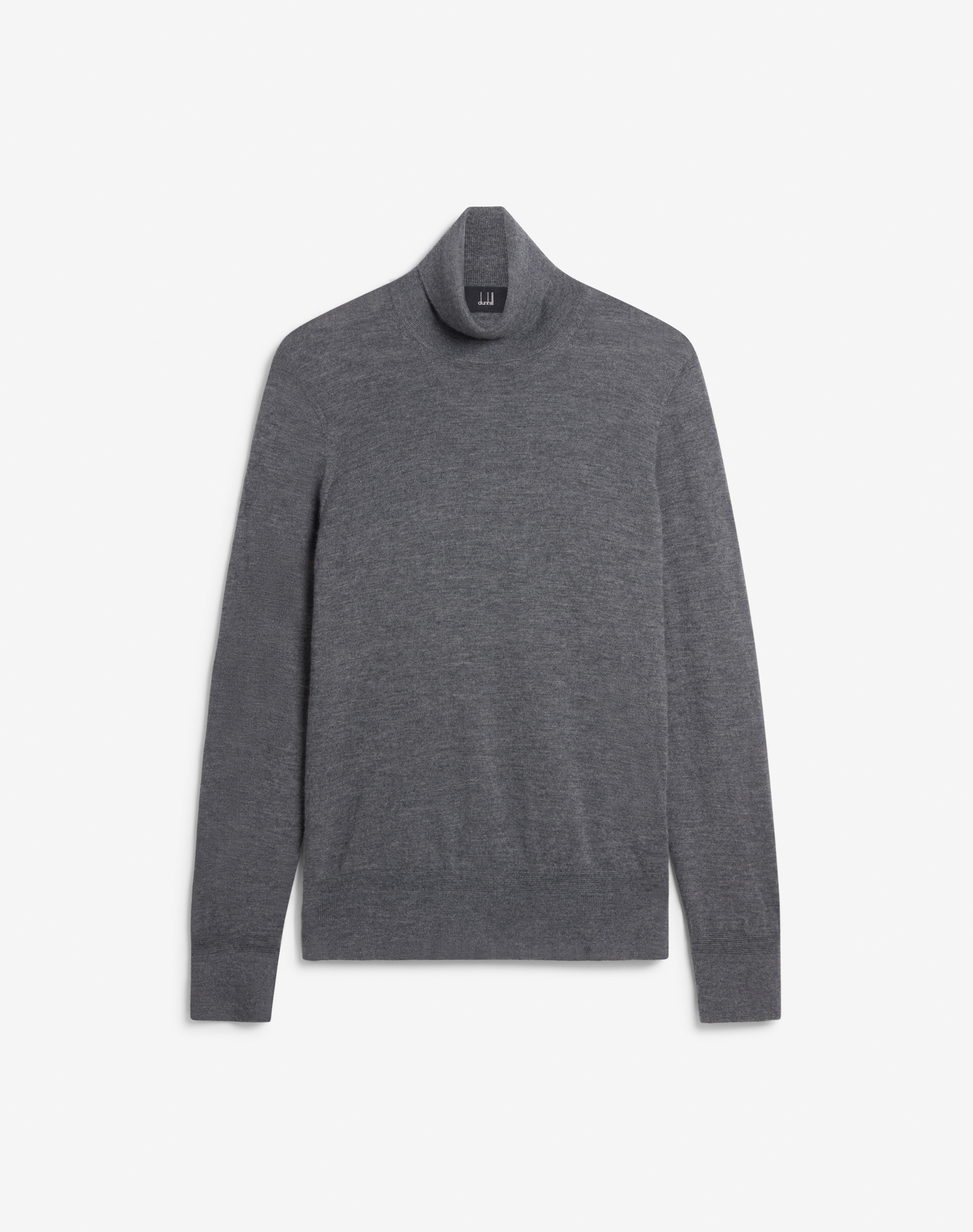 Dunhill Men's Luxury Mid Grey Melange Superfine Cashmere Roll Neck Jumper