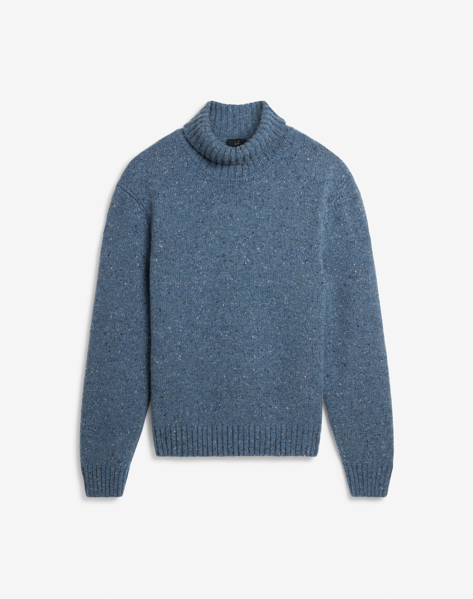 Shop Dunhill Cashmere Blend Donegal Roll Neck Jumper In Blue