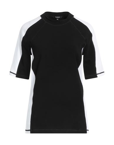Balmain Woman T-shirt Black Size M Cotton, Elastane
