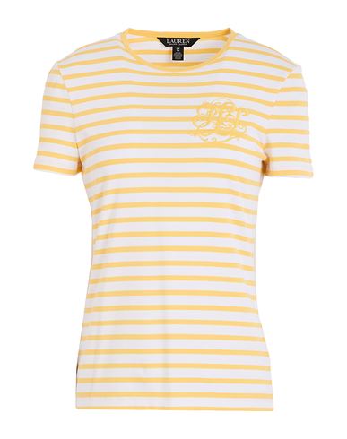 Lauren Ralph Lauren Woman T-shirt Yellow Size Xl Cotton, Elastane