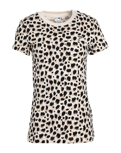 Puma Downtown Kitten Slim Tee Woman T-shirt Cream Size M Cotton In Animal Print