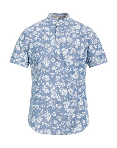 At.p.co At. P.co Man Shirt Navy Size 15 ½ Linen, Cotton In Blue