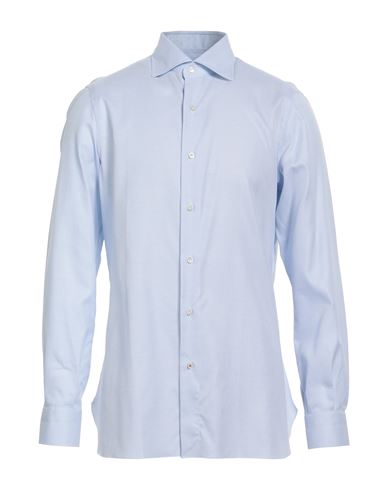 Shop Isaia Man Shirt Sky Blue Size 17 ½ Cotton