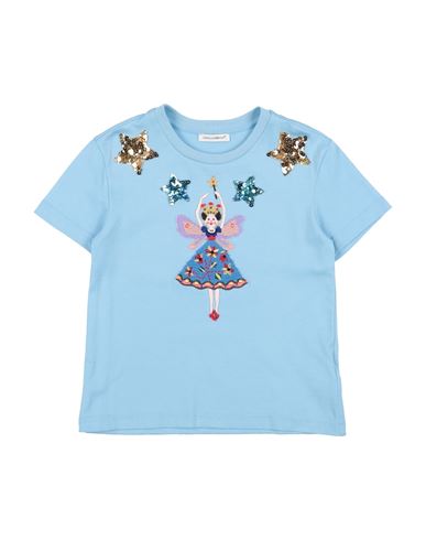 Dolce & Gabbana Toddler Girl T-shirt Sky Blue Size 4 Cotton, Viscose, Polyester, Polyamide In Blue