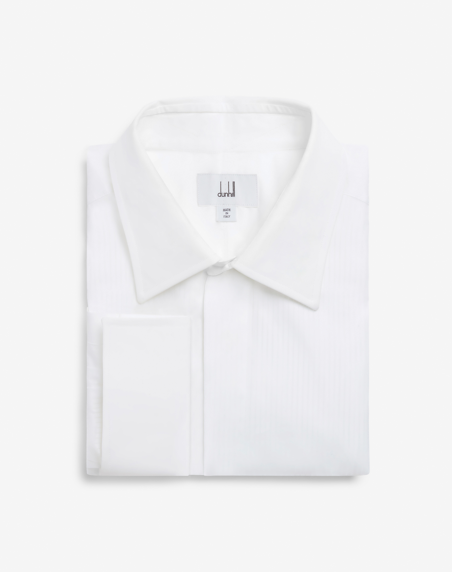 Shop Dunhill Cotton Voile Stripe Point Collar Formal Shirt In White