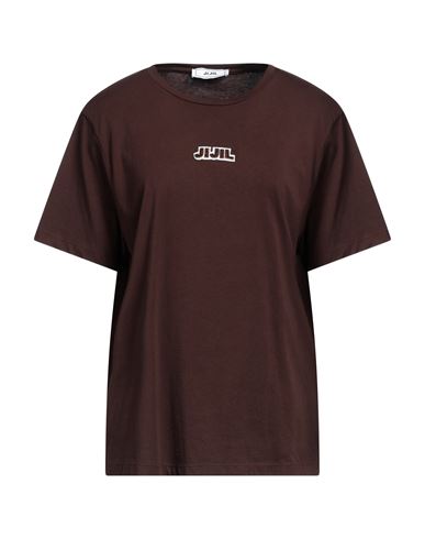 Jijil Woman T-shirt Dark Brown Size 10 Cotton