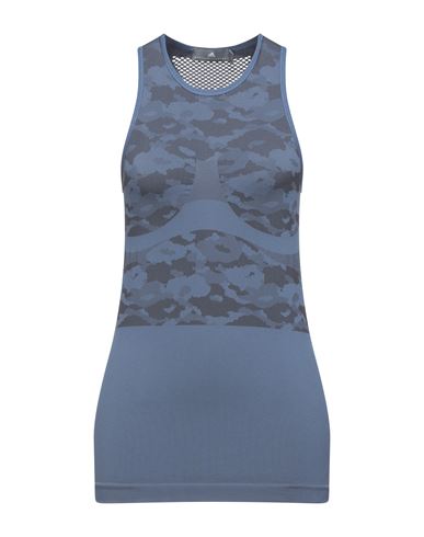 Adidas By Stella Mccartney Woman Tank Top Slate Blue Size Xs Recycled Polyester, Polyamide, Elastane In Gray