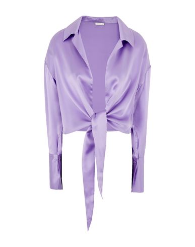 8 By Yoox Silk Satin Front Knot Blouse Woman Shirt Lilac Size 4 Silk In Purple