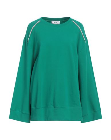 Jijil Woman Sweatshirt Emerald Green Size 10 Cotton, Elastane In Green