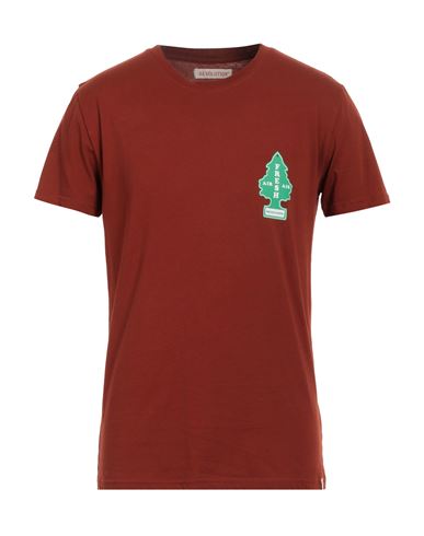 Shop Revolution Man T-shirt Brick Red Size Xxl Organic Cotton