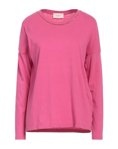 Vicolo Woman T-shirt Fuchsia Size Onesize Cotton In Pink