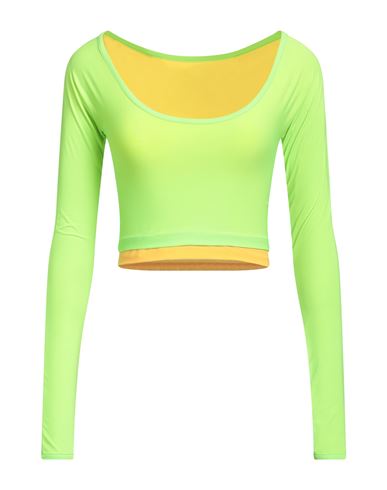 Sunnei Woman T-shirt Acid Green Size M Polyamide, Elastane